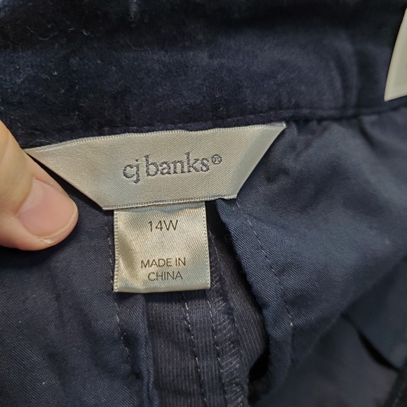NWT Cj Banks Navy Blue Velvet Straight High Rise Relaxed Fit Pants‎ Women 14W - Picture 6 of 11